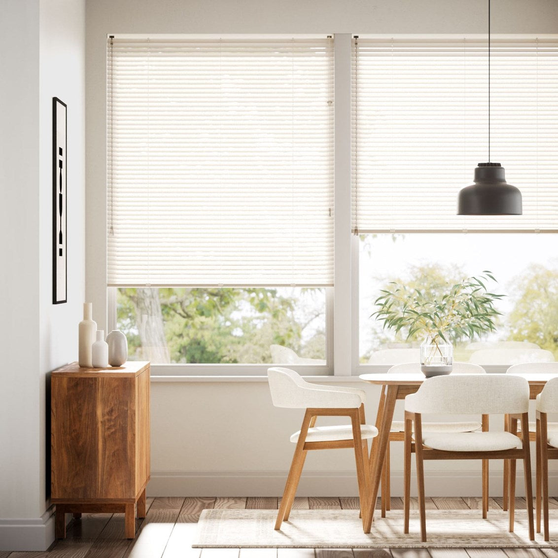 beige venetian blinds