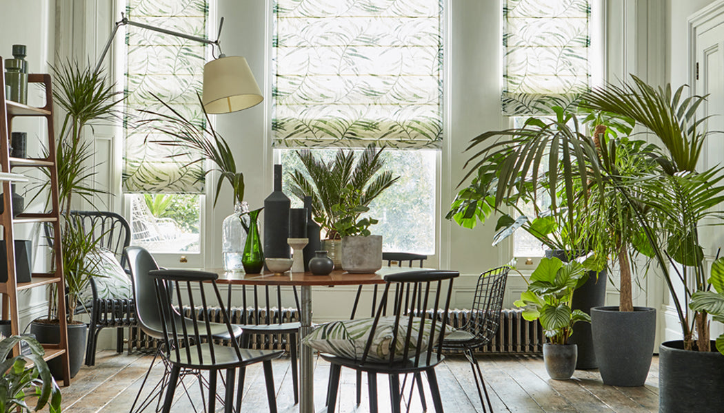 Kentia Linen Leaf Roman Blind