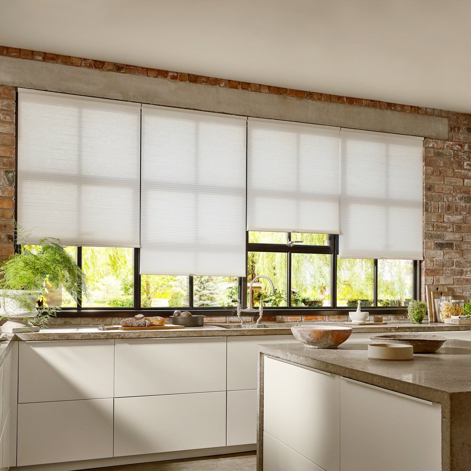 Beige & Natural Pleated Blinds