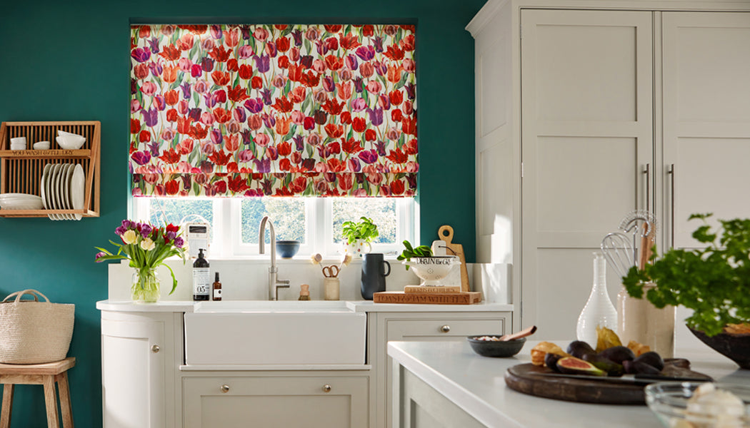Tulips Pink Roman Blind