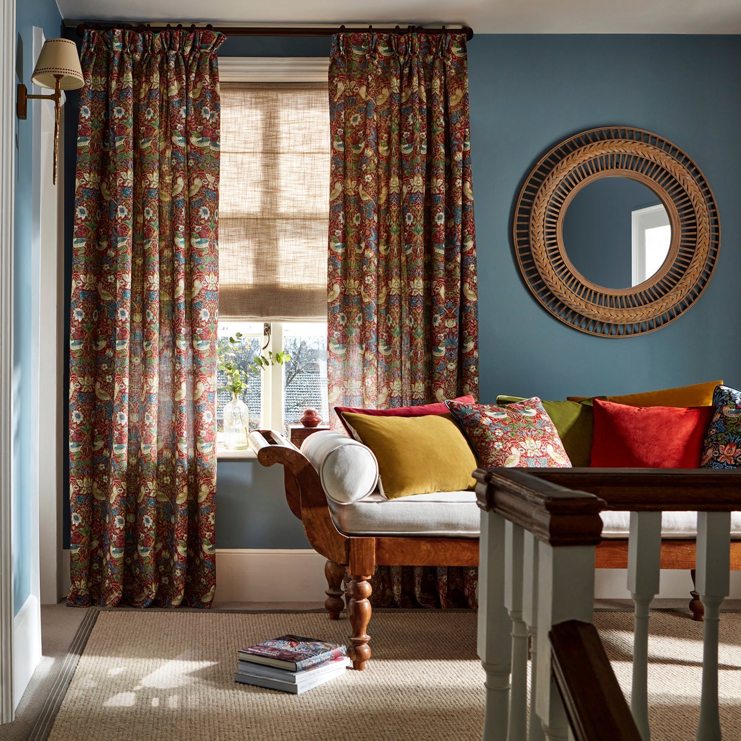 William Morris Strawberry Thief Harissa Red Curtains