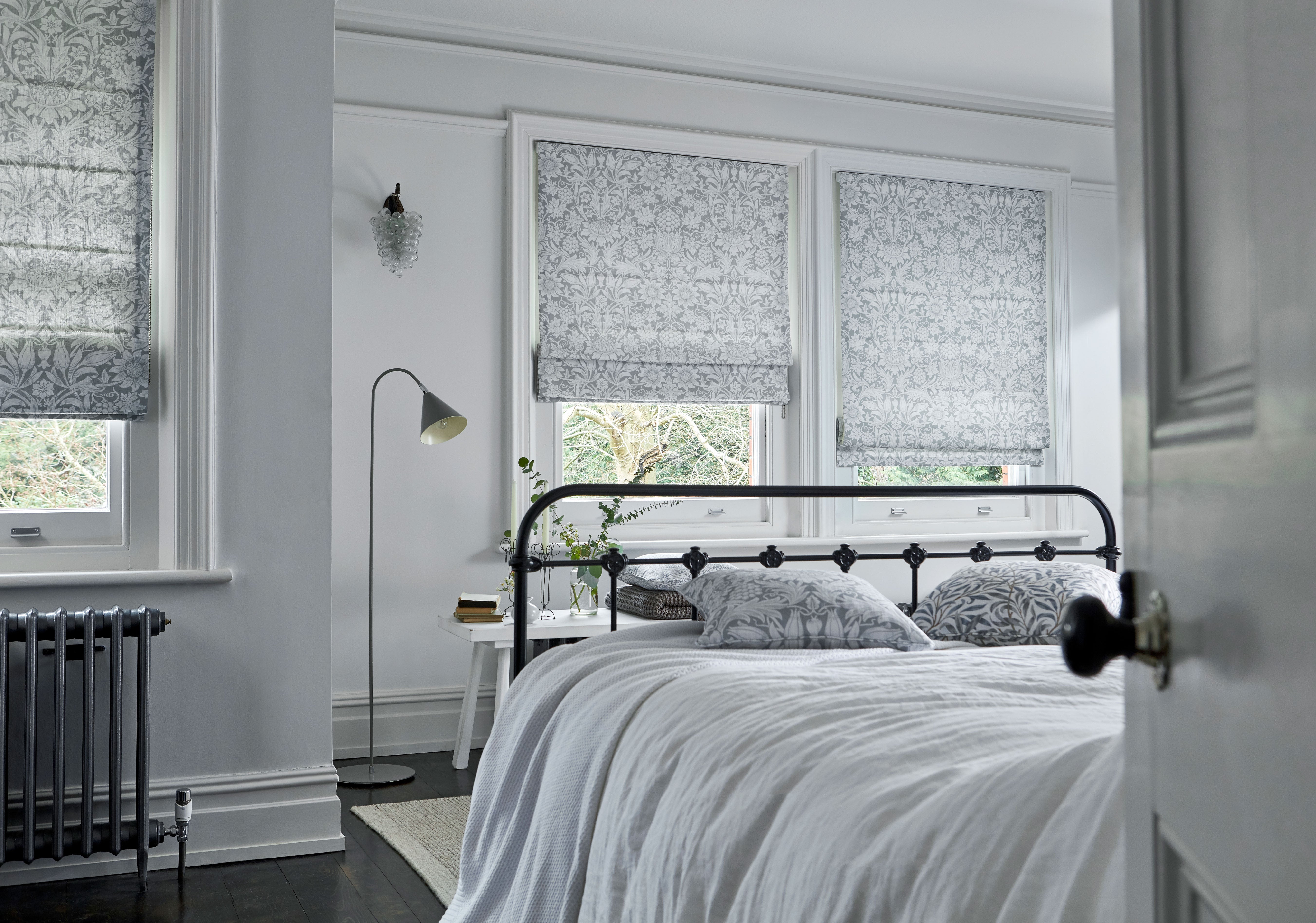 William Morris Sunflower Silver Grey Roman Blind