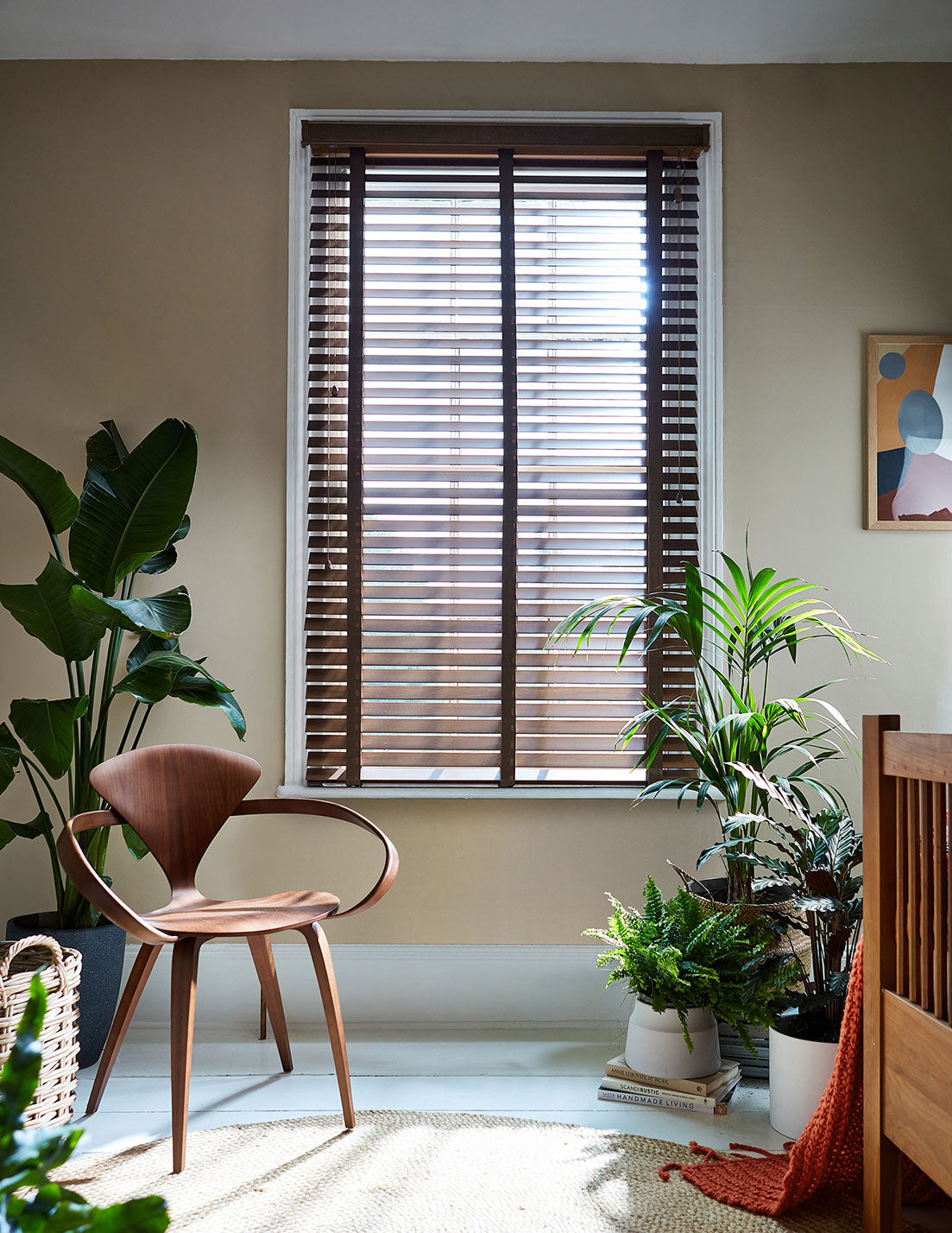American Walnut & Walnut Wooden Blind With Tapes - 50mm Slat