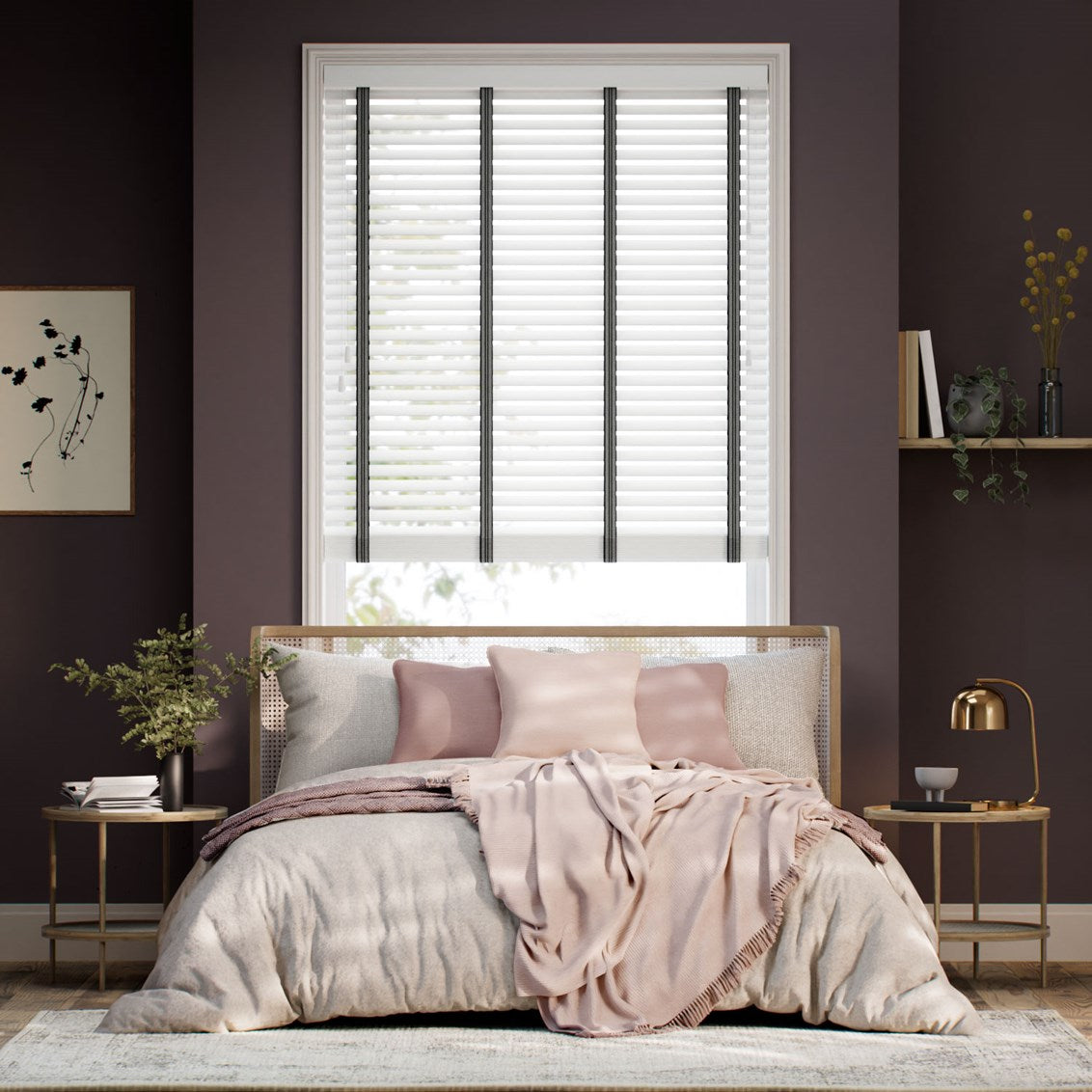 Wooden Blinds with Woven Decorative Tapes