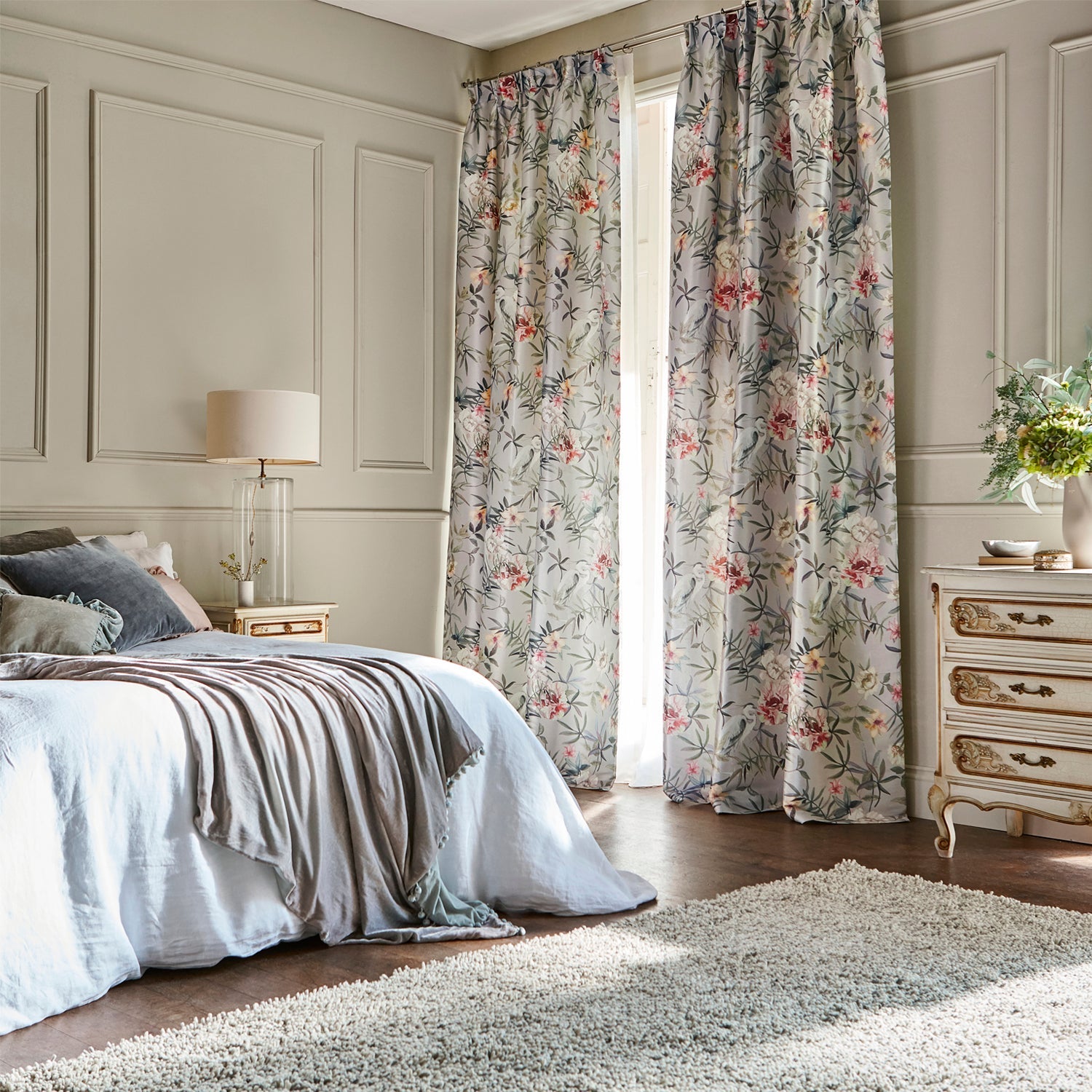 Bella Heron Silver Curtains