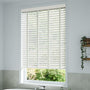 ColorizedZoom Vintage White & Sage Wooden Blind - 50mm Slat 3270
