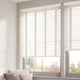 ColorizedZoom Eggshell & Nickel Faux Wood Blind - 50mm Slat 3280