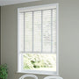 ColorizedZoom Chalk White Grain & Smoke Faux Wood Blind - 50mm Slat