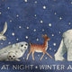 ColorizedPLA Winter Animals at Night Blue Roller Blind 3693