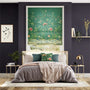 Colorized Chinoiserie Faux Silk Lagoon Roman Blind 7251