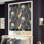 ColorizedZoom Electric Inky Botanical Charcoal Roman Blind 7342