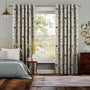 Colorized Hygge Birds Vintage Linen Pastoral Blue Curtains 5611