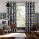 Colorized Ikat Damask Ink Blue Curtains 6139