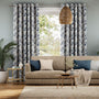 Colorized Silhouette Leaves Denim Curtains 6286