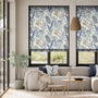 Colorized Inky Botanical Blue Stone Roman Blind 9334