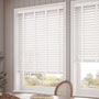 ColorizedZoom Ice White & White Faux Wood Blind - 50mm Slat 3284