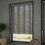 ColorizedZoom Graphite Grain & Anthracite Faux Wood Blind - 50mm Slat 8895