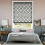 Colorized Lattice Charcoal Roman Blind 6997