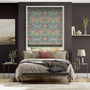 Colorized William Morris Honeysuckel and Tulip Velvet Vermillion Roman Blind 8942