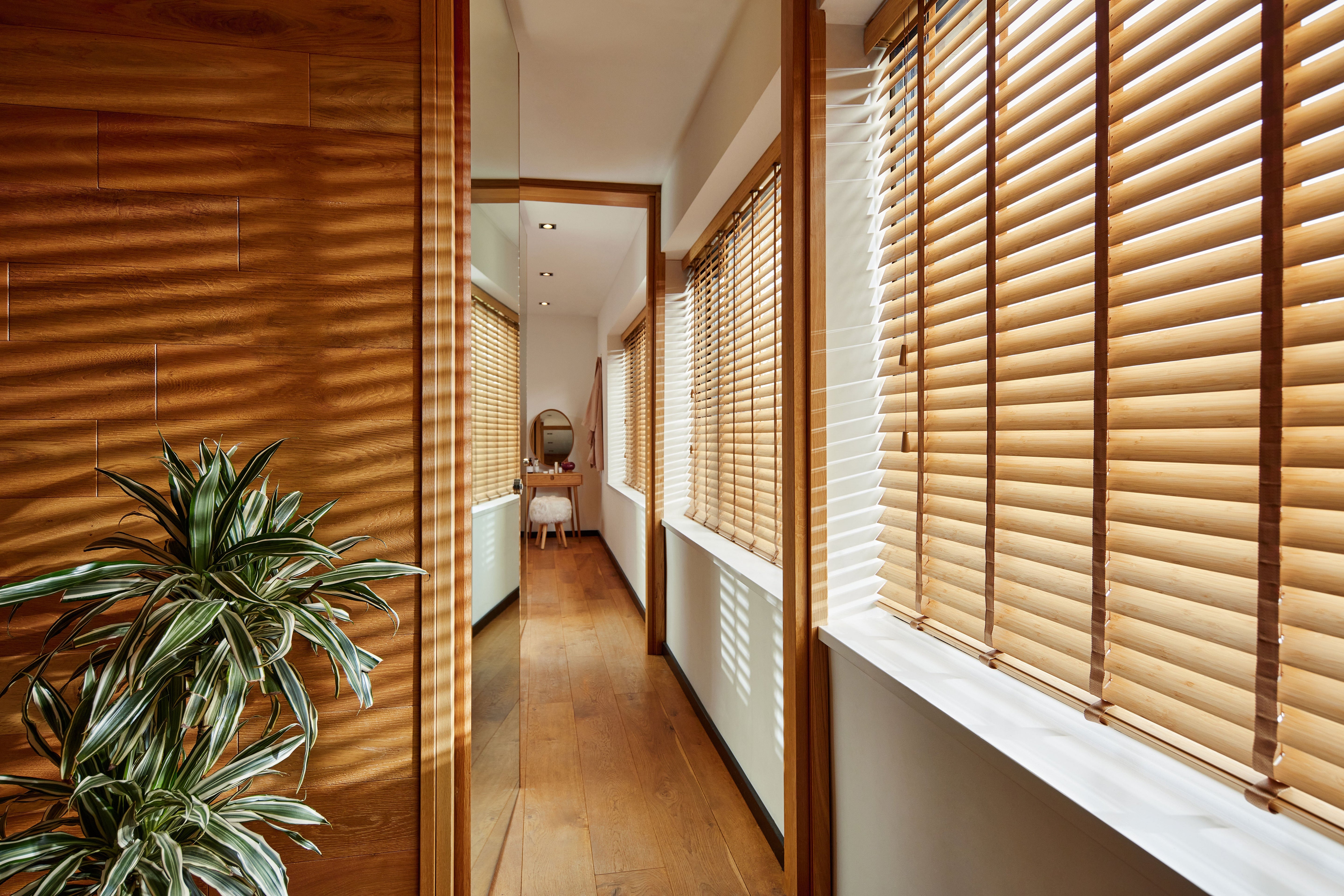 Natural Bamboo Jute & Praline Wooden Blind - 50mm Slat  
