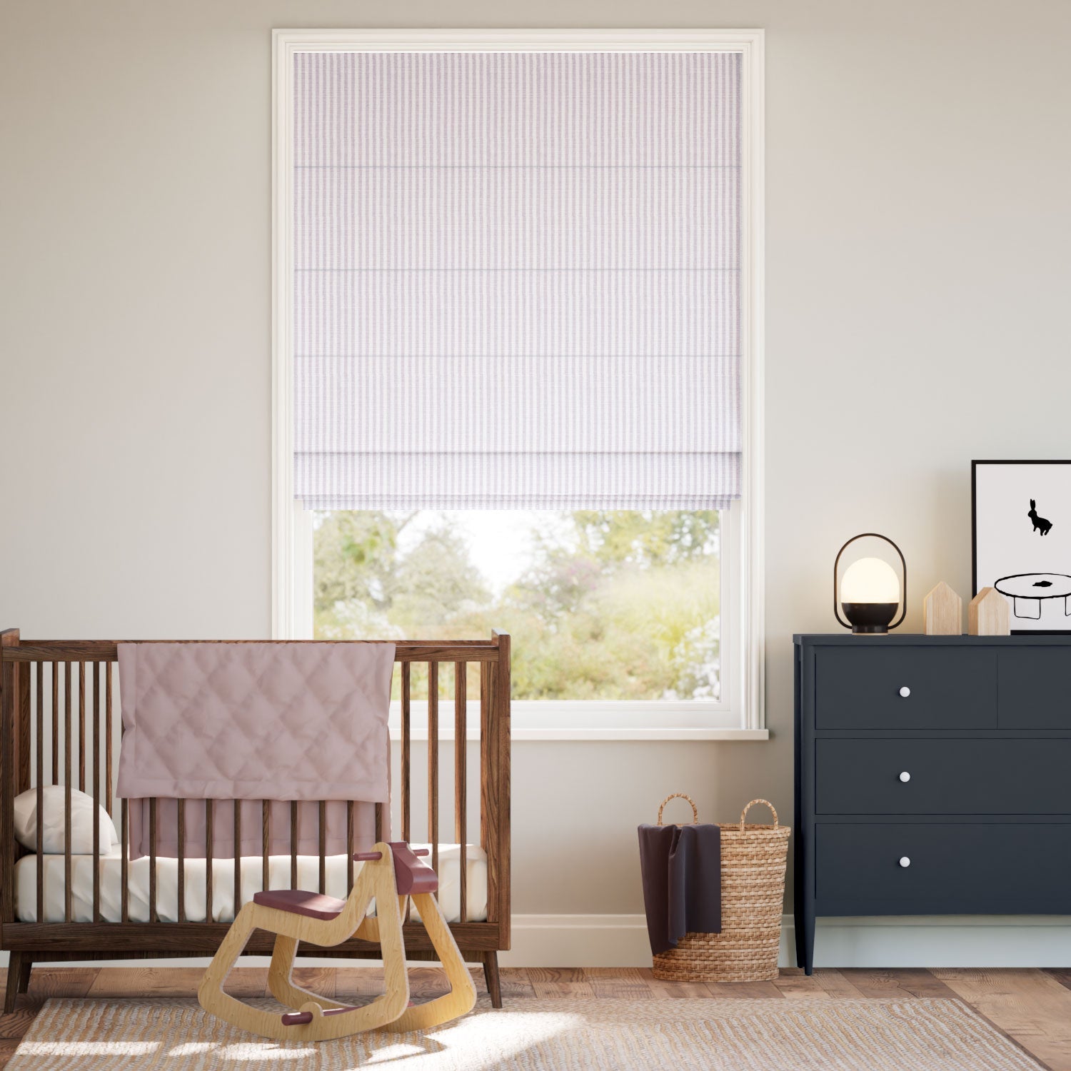 Ella Stripe Lavender Roman Blind
