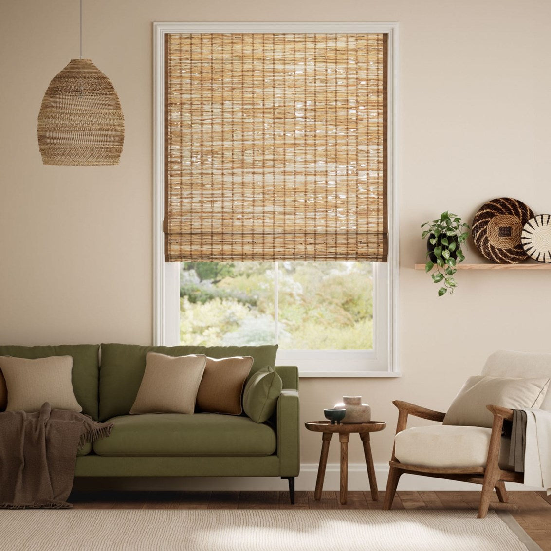 Tuiss Electric Leticia Cedar & Demerara Roman Blind  