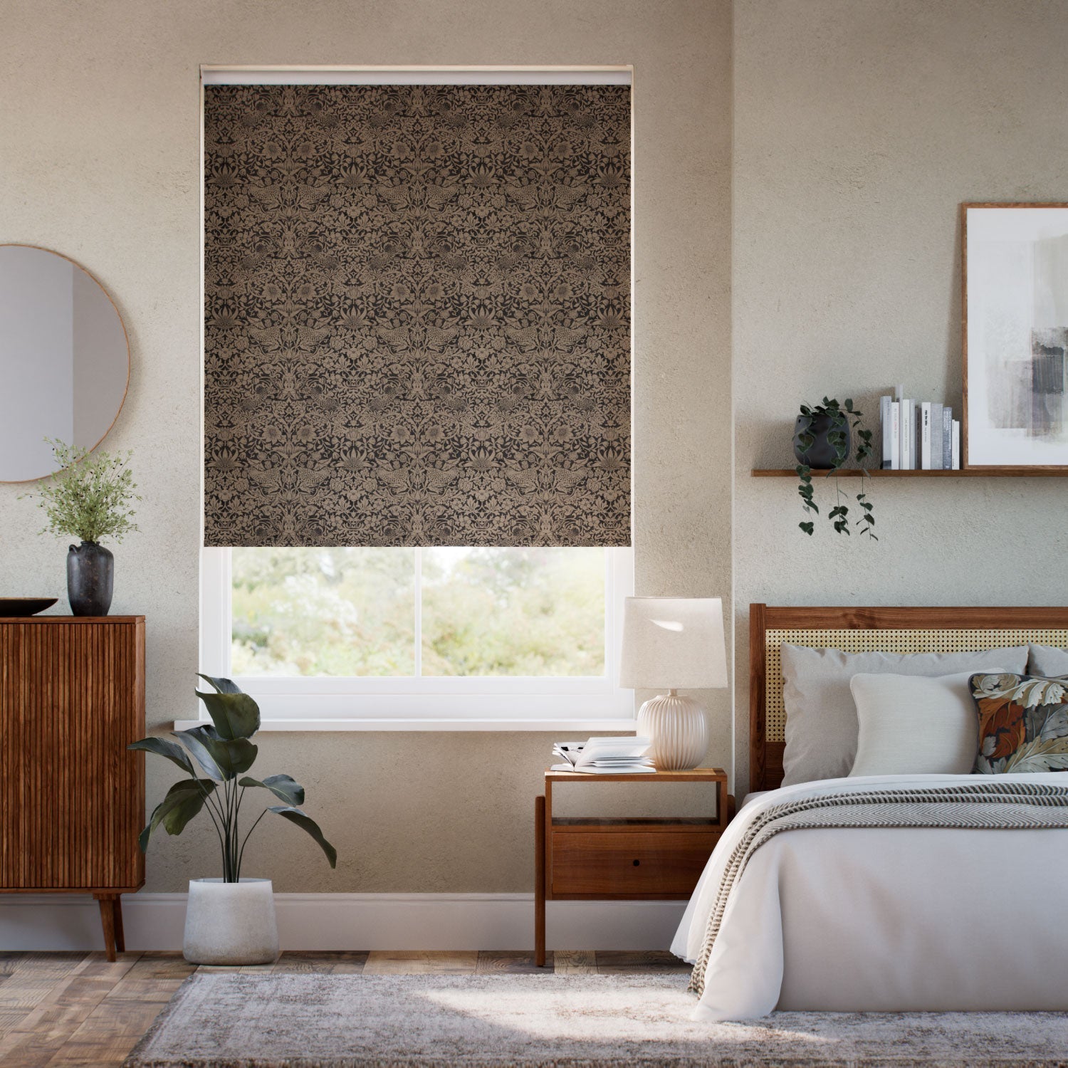 V&A William Morris Strawberry Thief Jacquard Antique Bronze Roller Blind