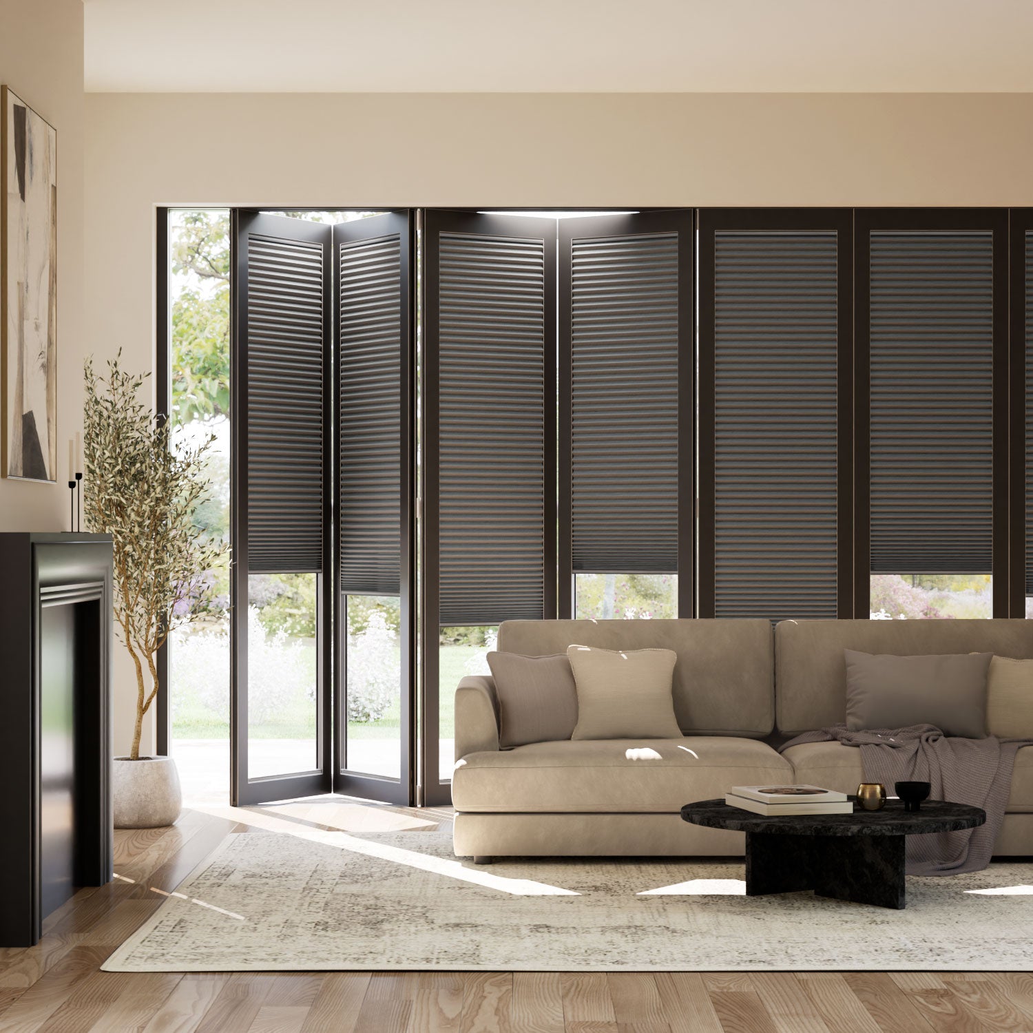 Colorized BiFold ClickFIT Supreme Pumice Pleated Blind 2035