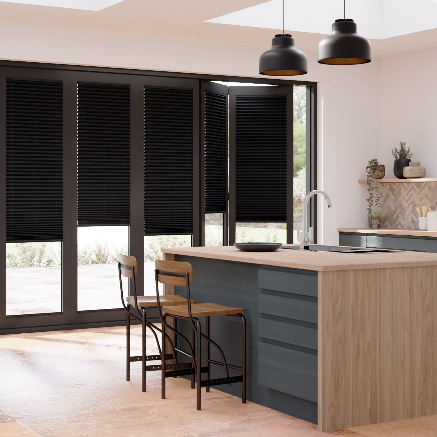 ColorizedZoom BiFold ClickFIT Charcoal Pleated Blind 2050
