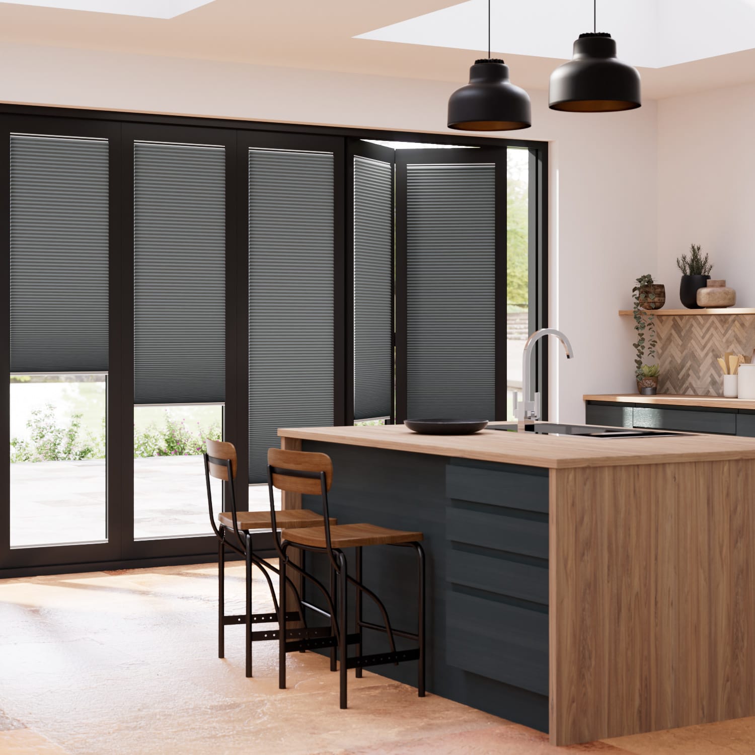 ColorizedZoom BiFold ClickFit DuoShade Cliffside Grey Pleated Blind 2068