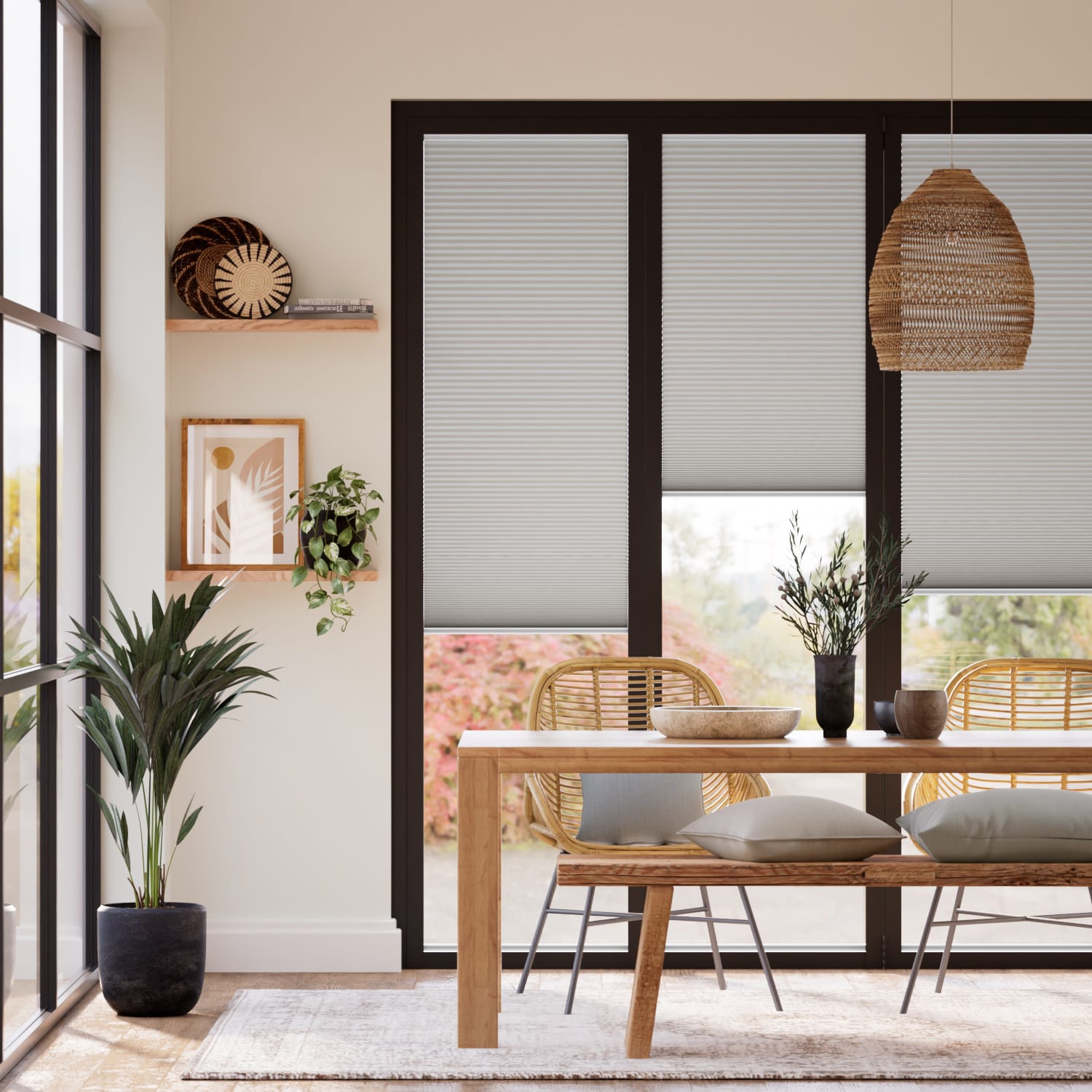 Colorized BiFold ClickFIT DuoShade Lunar Grey Pleated Blind 2070
