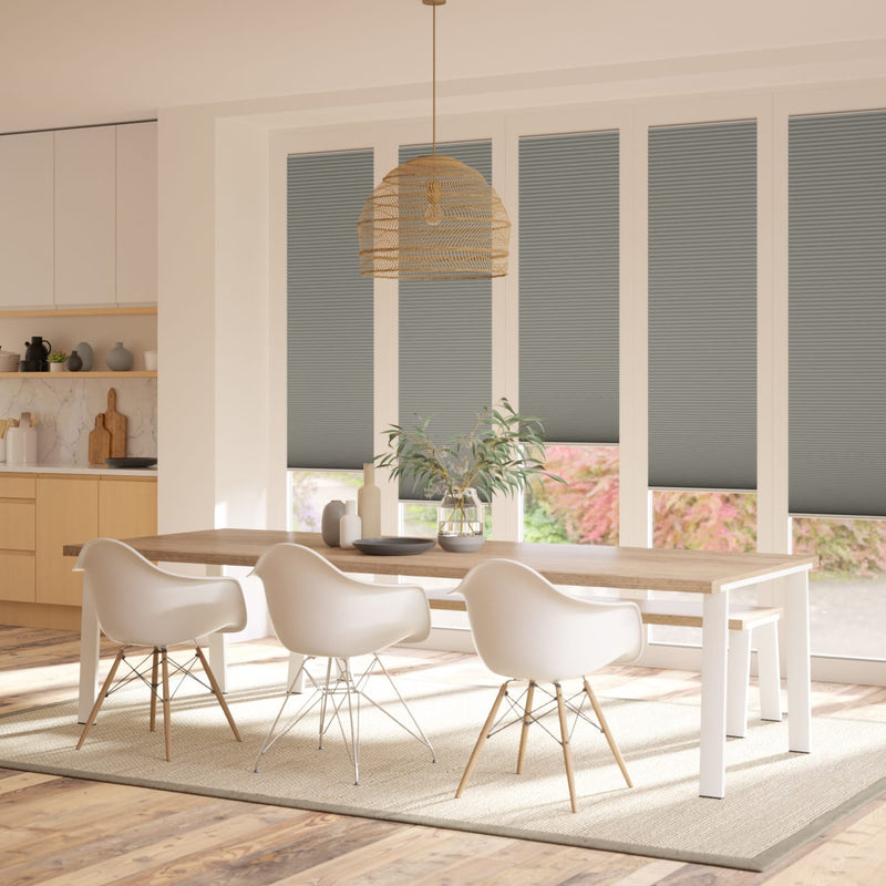 ColorizedZoom BiFold ClickFIT DuoShade Elephant Grey Pleated Blind 2069