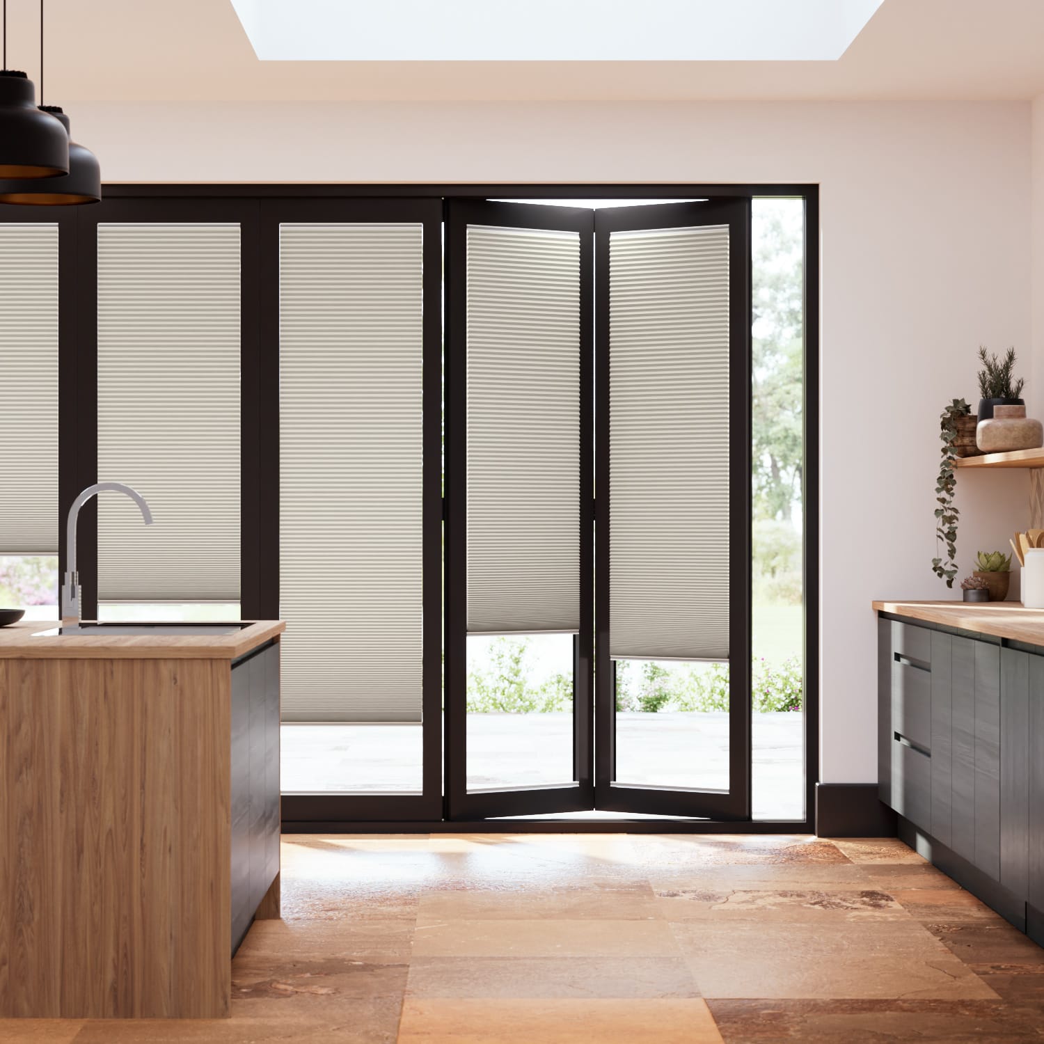 Colorized BiFold ClickFIT DuoShade Limewash Pleated Blind 2066