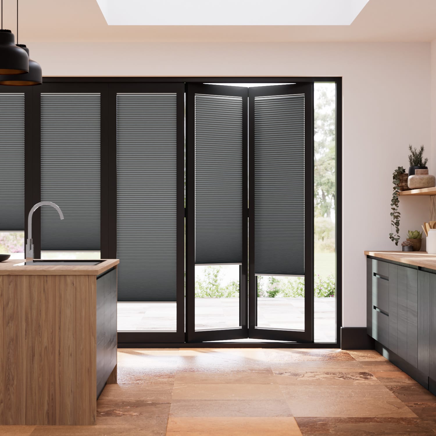 Colorized BiFold ClickFit DuoShade Cliffside Grey Pleated Blind 2068