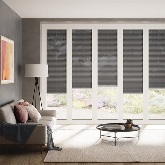 Colorized BiFold ClickFIT Voile Graphite Grey Pleated Blind 2079