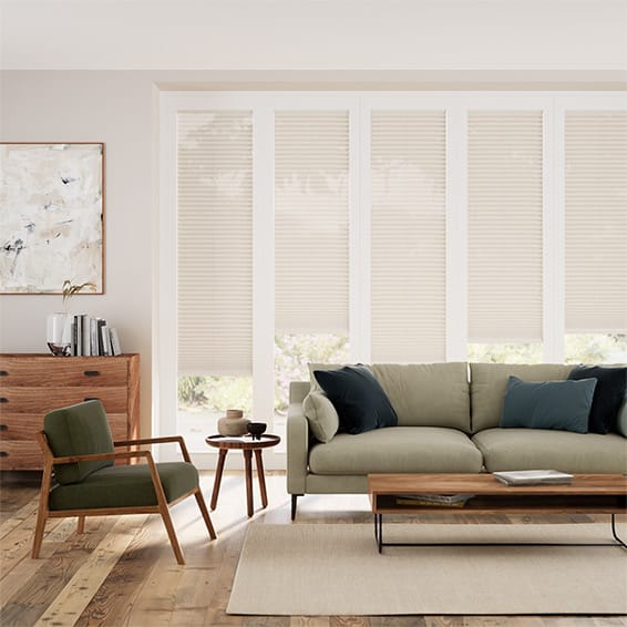 Colorized BiFold ClickFIT Voile Parchment Pleated Blind 2081