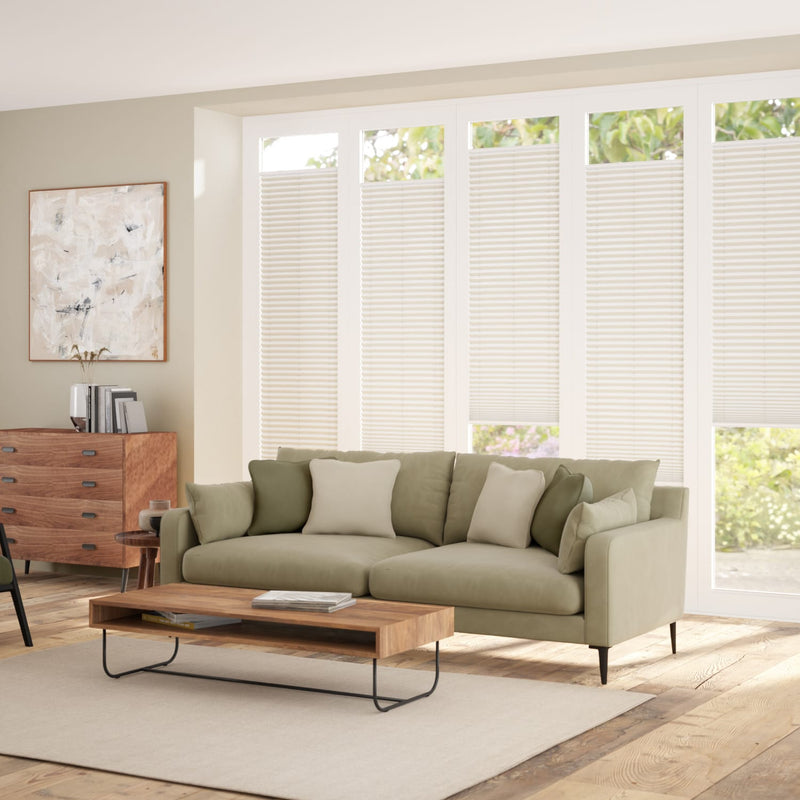 ColorizedZoom BiFold Adapt DuoLuxe Soft White Pleated Blind 2095