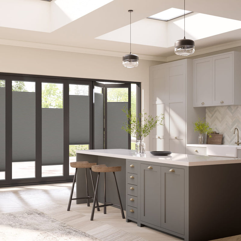 ColorizedZoom BiFold Adapt DuoLuxe Anchor Grey Pleated Blind 2085