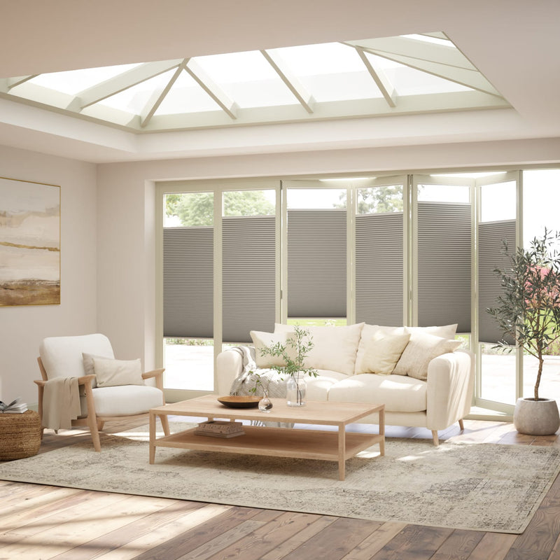 ColorizedZoom BiFold Adapt DuoLuxe Modern Grey Pleated Blind 2093