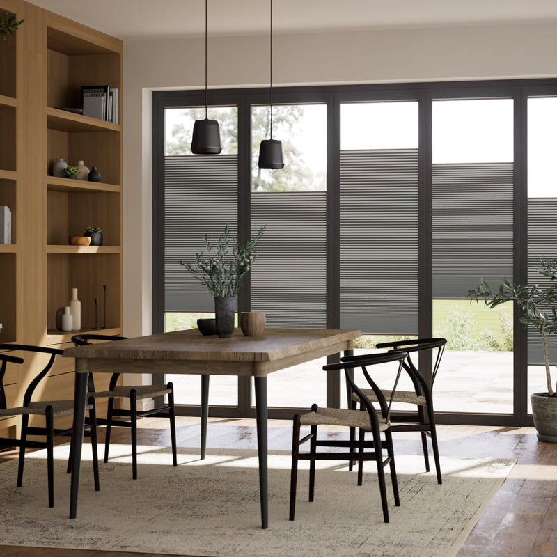 ColorizedZoom BiFold Adapt DuoLuxe Ash Pleated Blind 2087