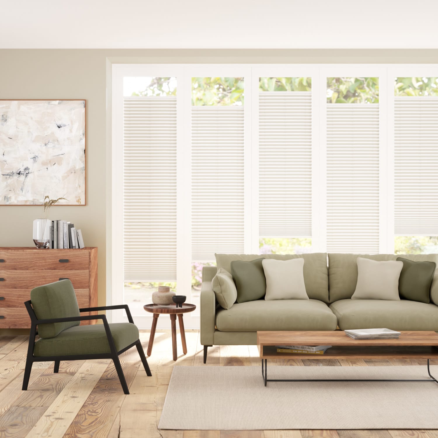 Colorized BiFold Adapt DuoLuxe Soft White Pleated Blind 2095