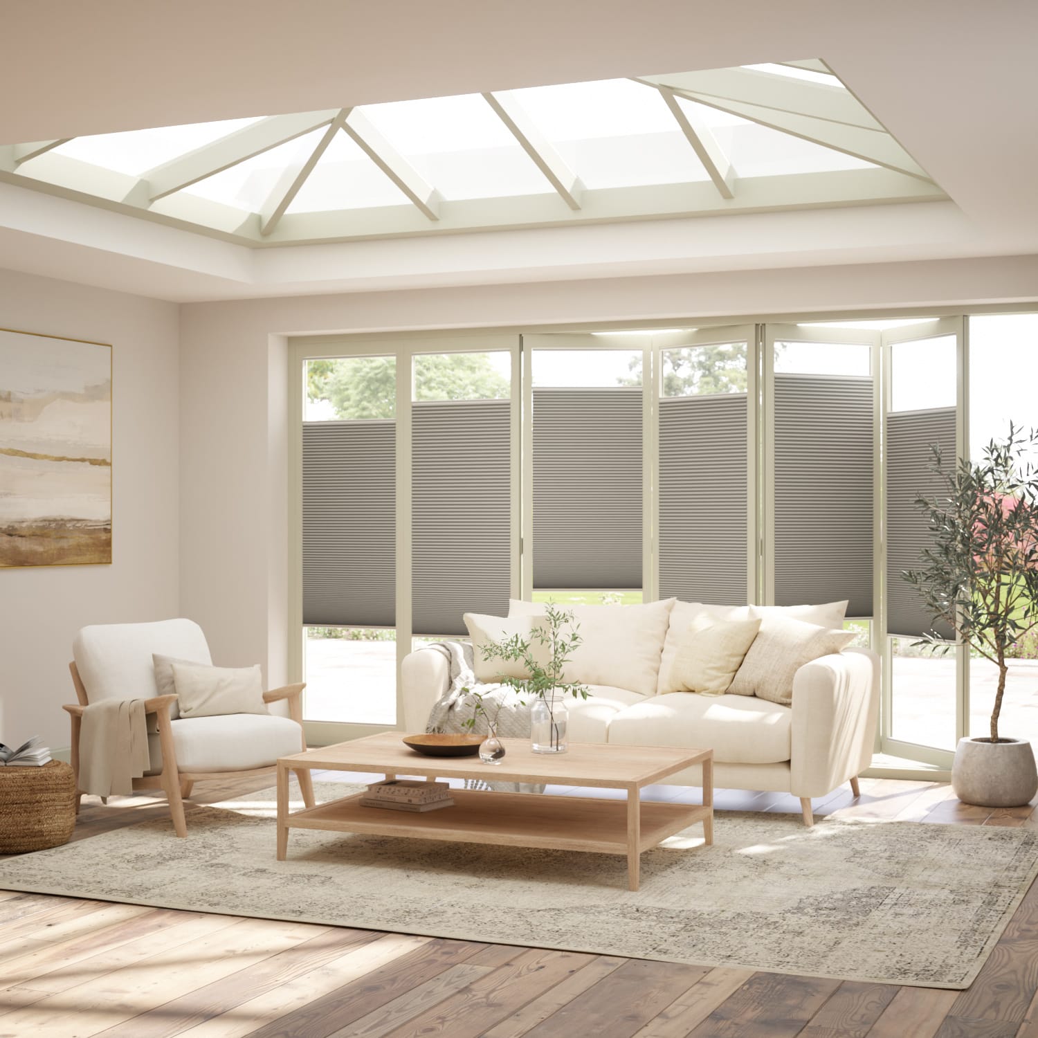 ColorizedZoom BiFold Adapt DuoLuxe Modern Grey Pleated Blind 2093