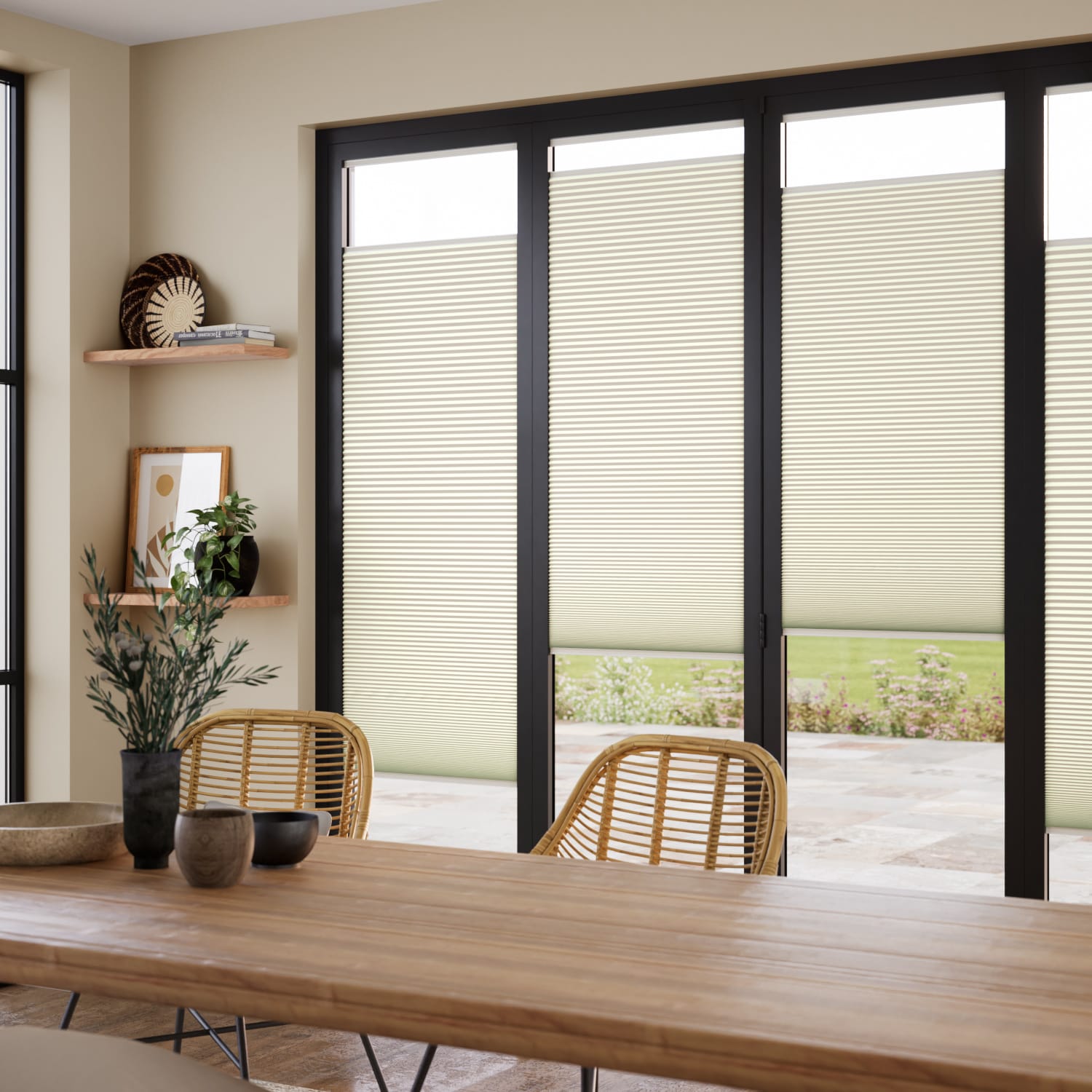 ColorizedZoom BiFold Adapt DuoLuxe Buttermilk Pleated Blind 2088