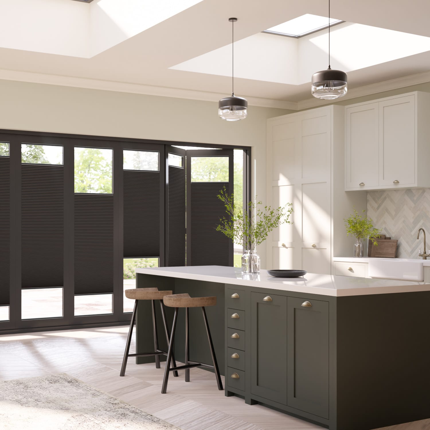 ColorizedZoom BiFold Adapt DuoShade Charcoal Pleated Blind 2096