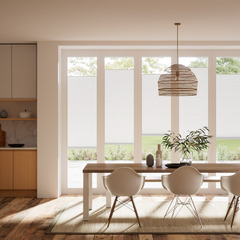 Colorized BiFold Adapt DuoShade Frost White Pleated Blind 2098