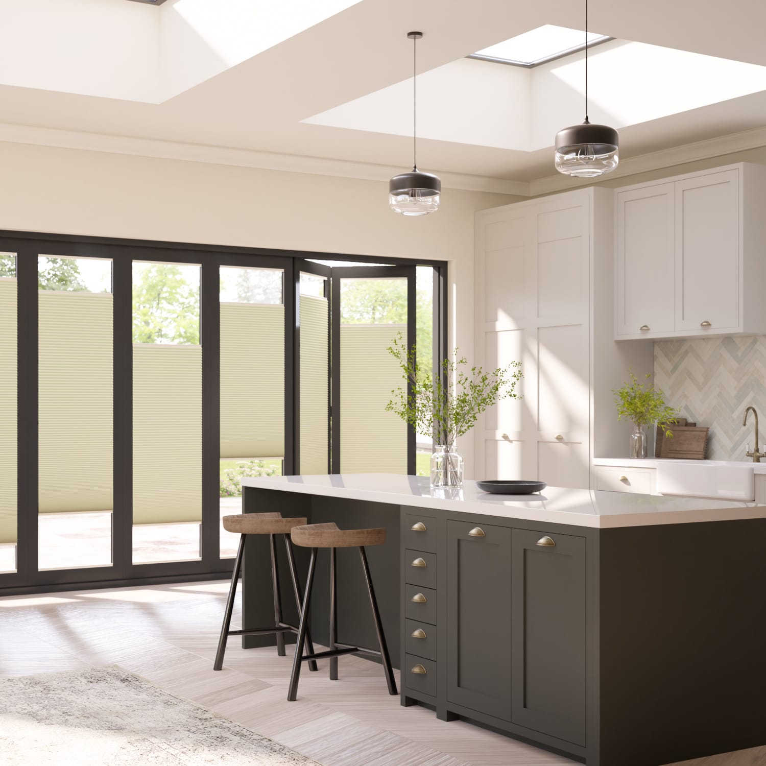 ColorizedZoom BiFold Adapt DuoShade Cream Pleated Blind 2097
