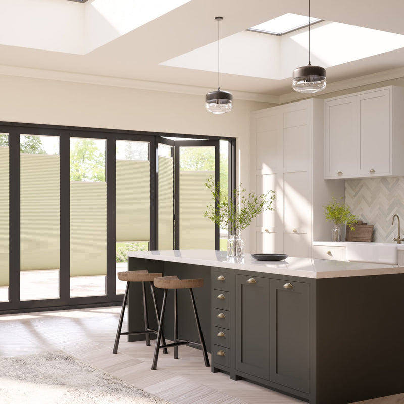 ColorizedZoom BiFold Adapt DuoShade Cream Pleated Blind 2097