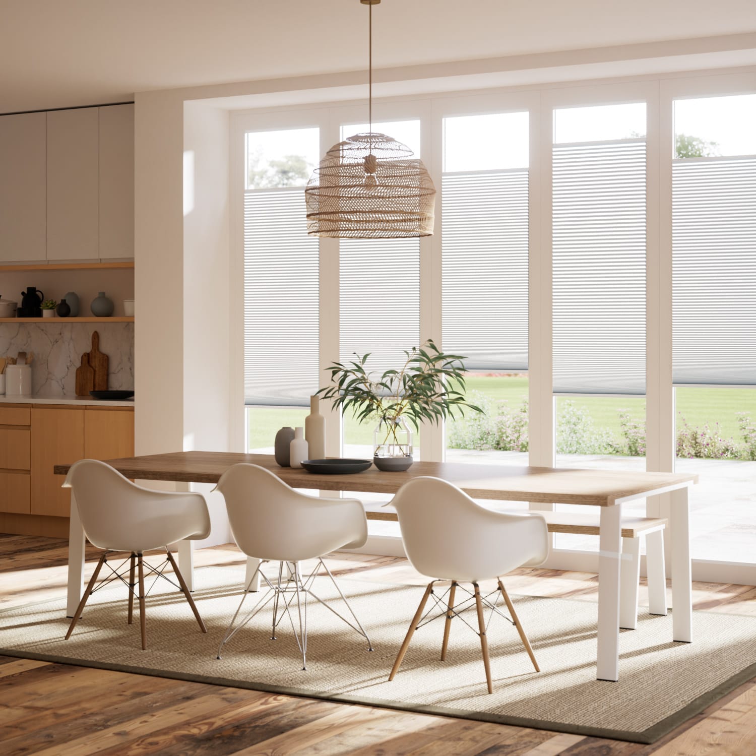 ColorizedZoom BiFold Adapt DuoShade Frost White Pleated Blind 2098