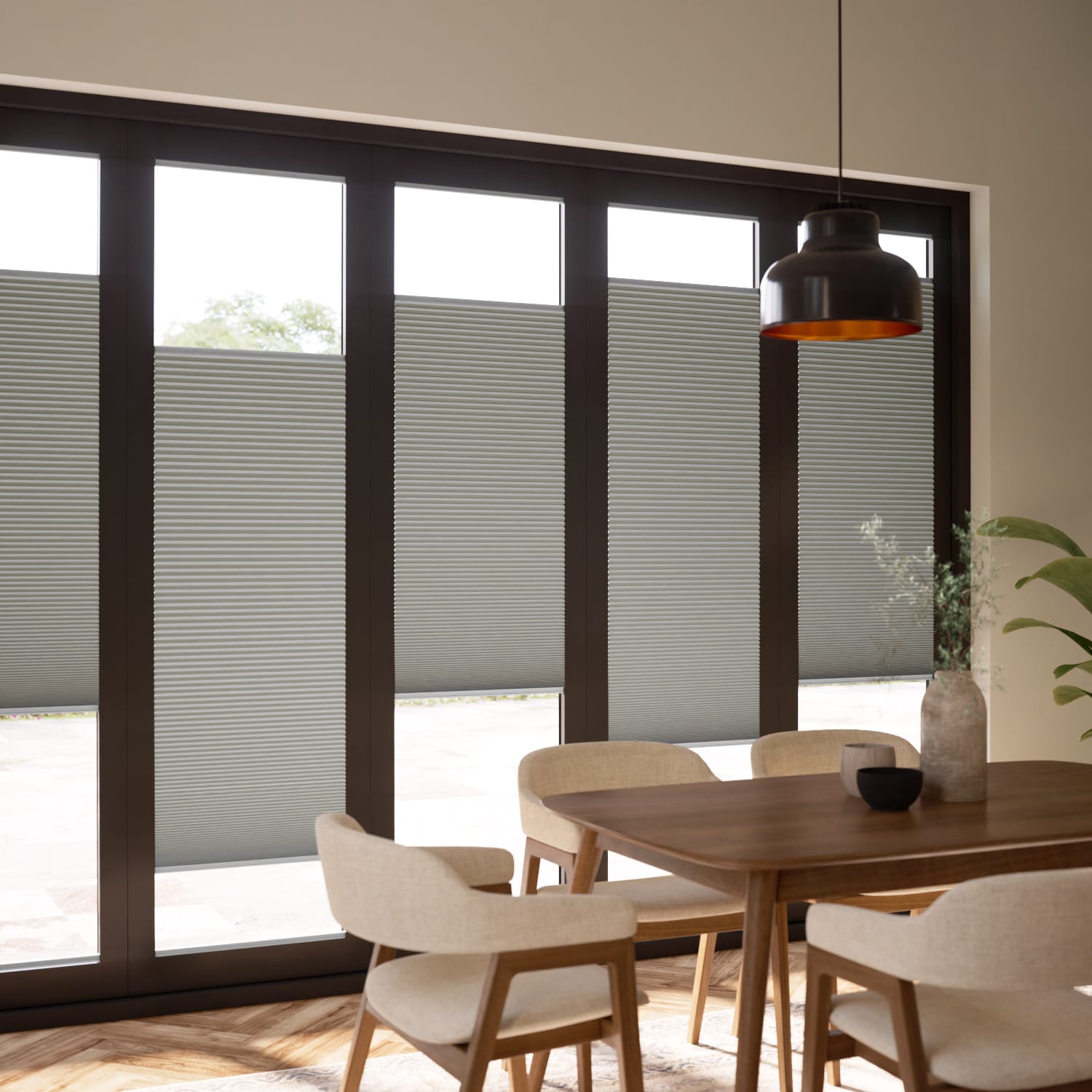 ColorizedZoom BiFold Adapt DuoShade Elephant Grey Pleated Blind 2103