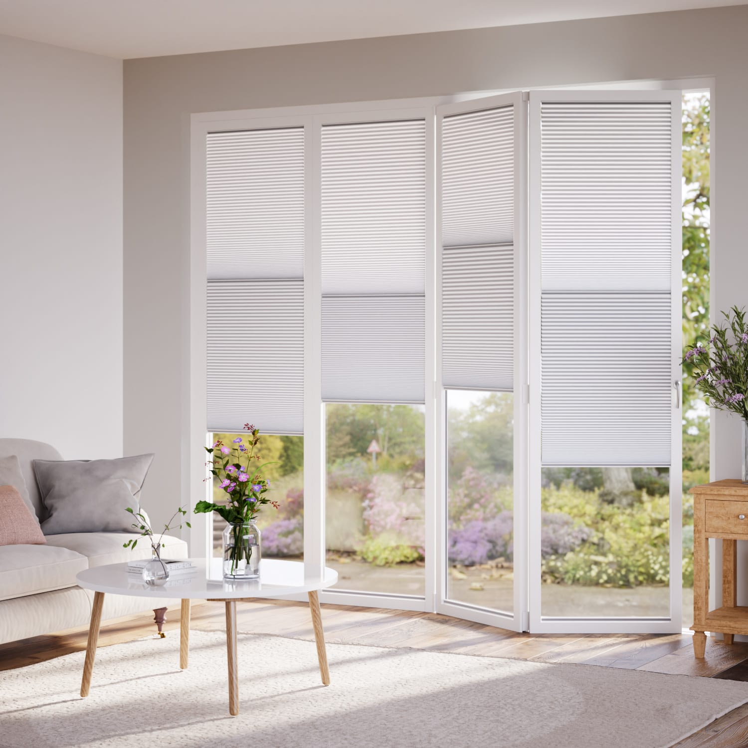 ColorizedZoom BiFold Night & Day Duo Snowdrift Pleated Blind 2110